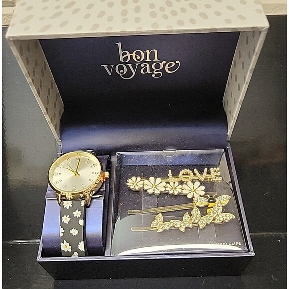 Bon Voyage Jewelry - Bon Voyage Watch With 4 Hair Clips Summer Spring Theme New In Box